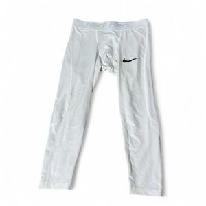Nike Pro Dri-FIT Boys White Compression Base Layer Leggings Athletic Tights M